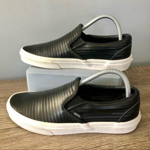 Vans classic leather moto slip-on sneakers (Black, women’s size 9)
